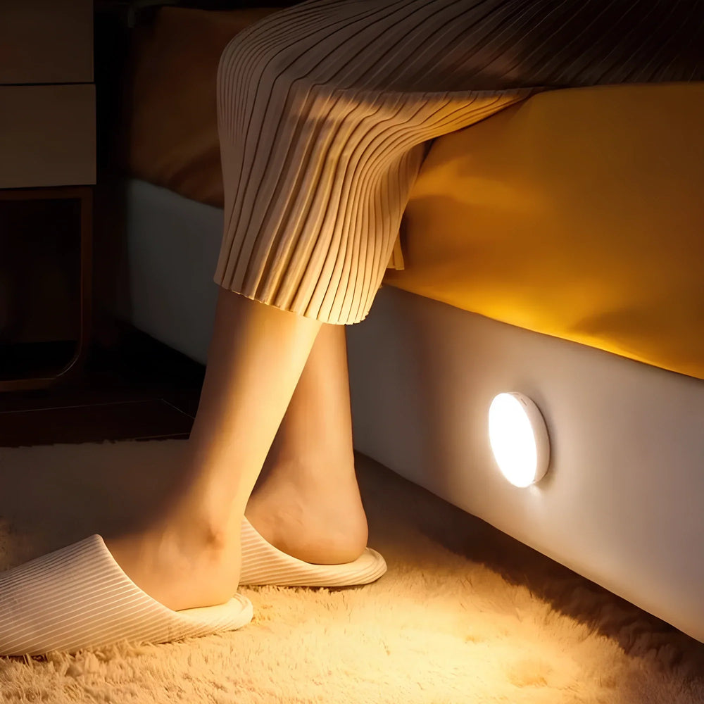 Motion Sensor Night Light | USB Rechargeable or Battery Powered | Auto Shut-Off LED for Hallways, Stairs & Closets