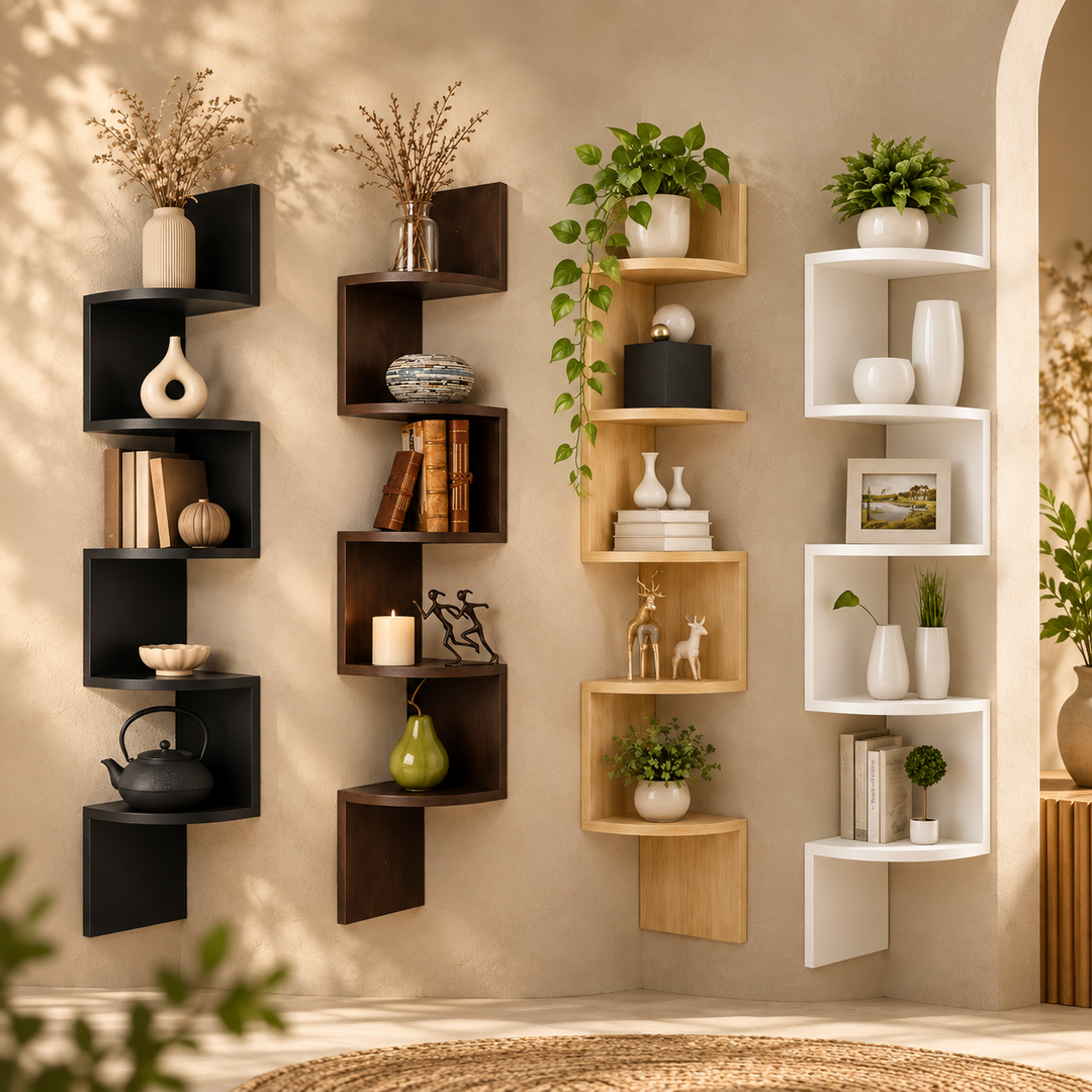 Multi-Tier Corner Wall Shelf Wall-Mounted Storage Unit