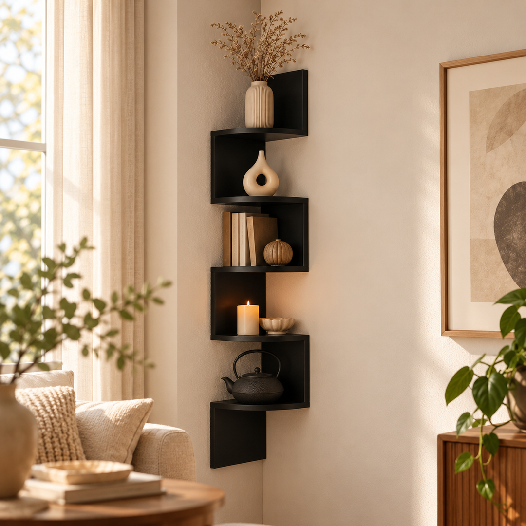 Multi-Tier Corner Wall Shelf Wall-Mounted Storage Unit