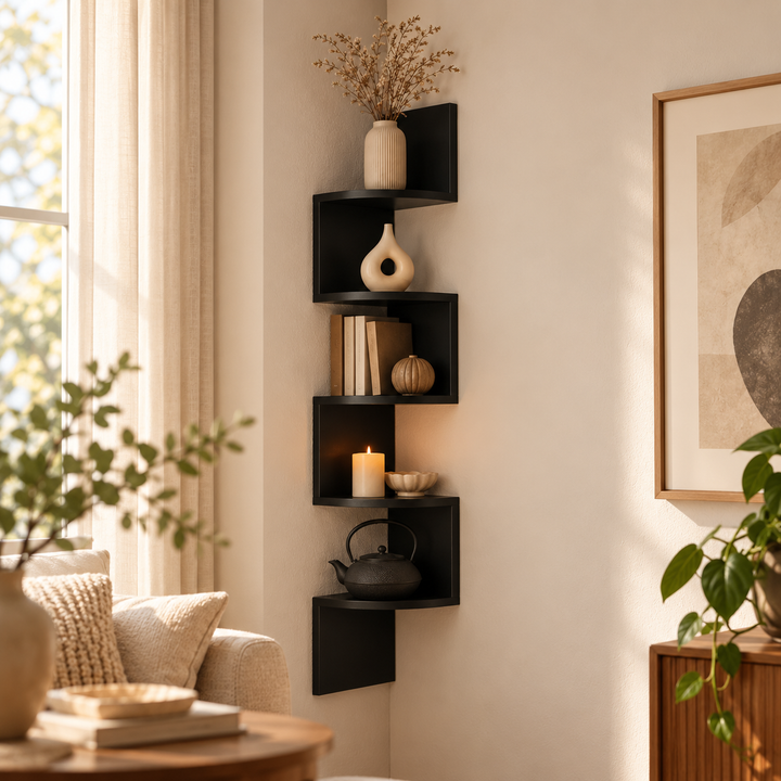 Multi-Tier Corner Wall Shelf Wall-Mounted Storage Unit
