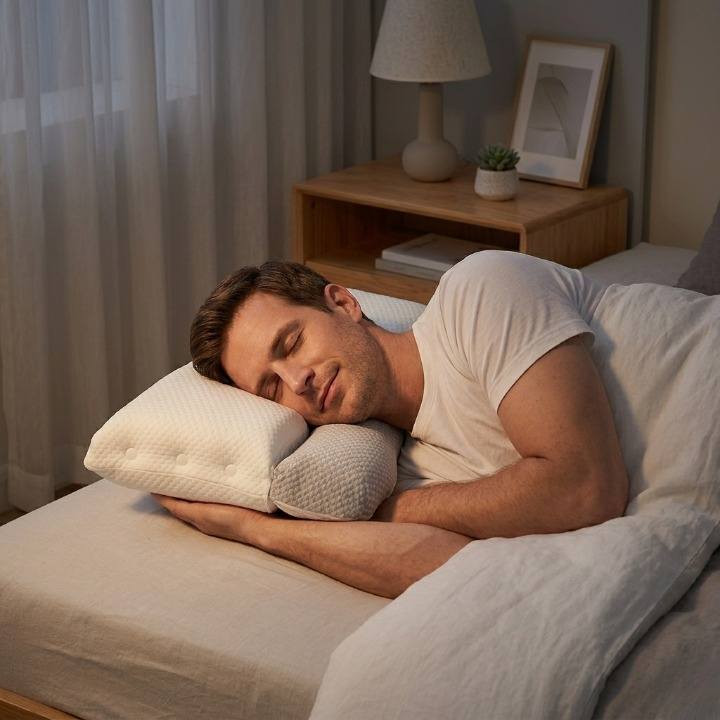 Neck Support Pillow | Contoured Shape With A Removable Cover
