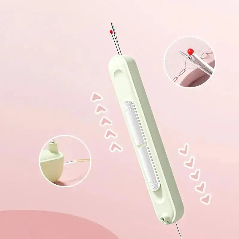 Needle Threader Seam Ripper 2-in-1 Compact Portable with Safety Ball Tip