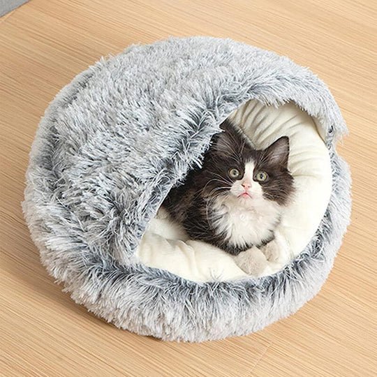 Nest Pet Bed | Hooded Cave Top, Raised Rim, Flat Cushion