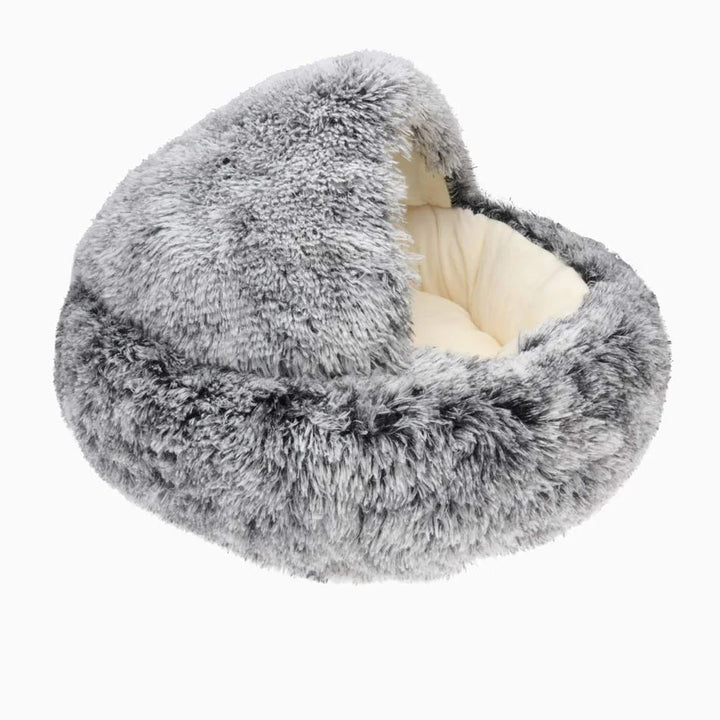 Nest Pet Bed | Hooded Cave Top, Raised Rim, Flat Cushion