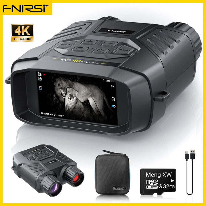 Night Vision Infrared Binocular | 4K Video, 36MP Photos, 6x Zoom | 300m Range, 7-Level IR, 3.0 Inch IPS Display