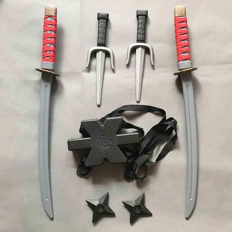 Ninja Costume Weapon Set Halloween | Sword, Dagger & Darts Included | Lightweight Plastic for Kids' Safe Roleplay