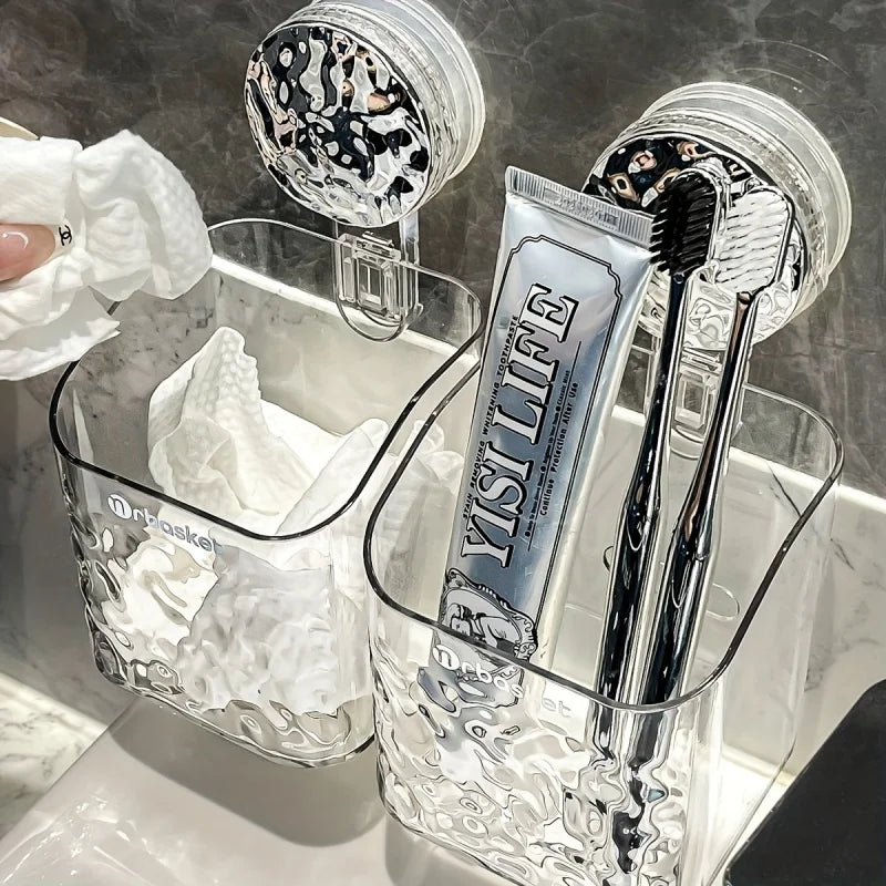No Drill Organizer Baskets | Suction Mounted, Clear Finish
