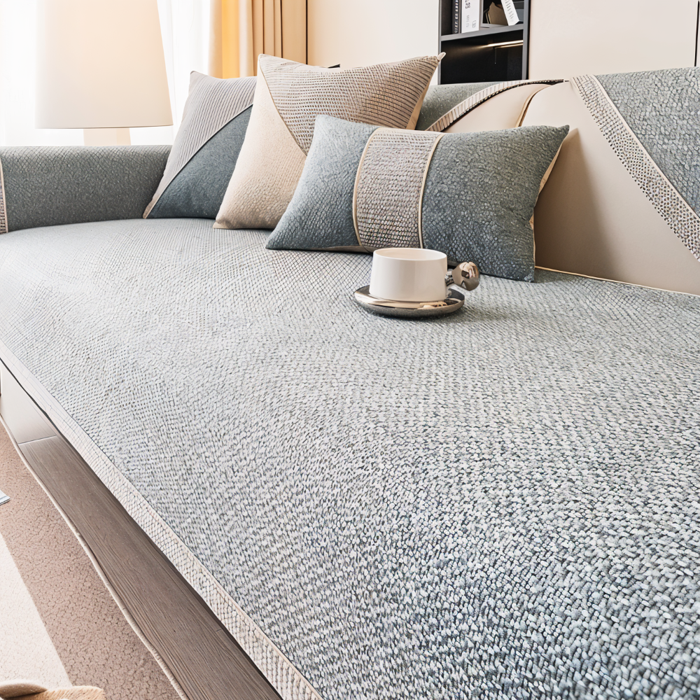 Non-Slip Sofa Cover Cotton-Linen | Beige, Yellow, Grey-Green, Blue, Light Grey | Stays Put, Protects Against Dust &amp; Wear