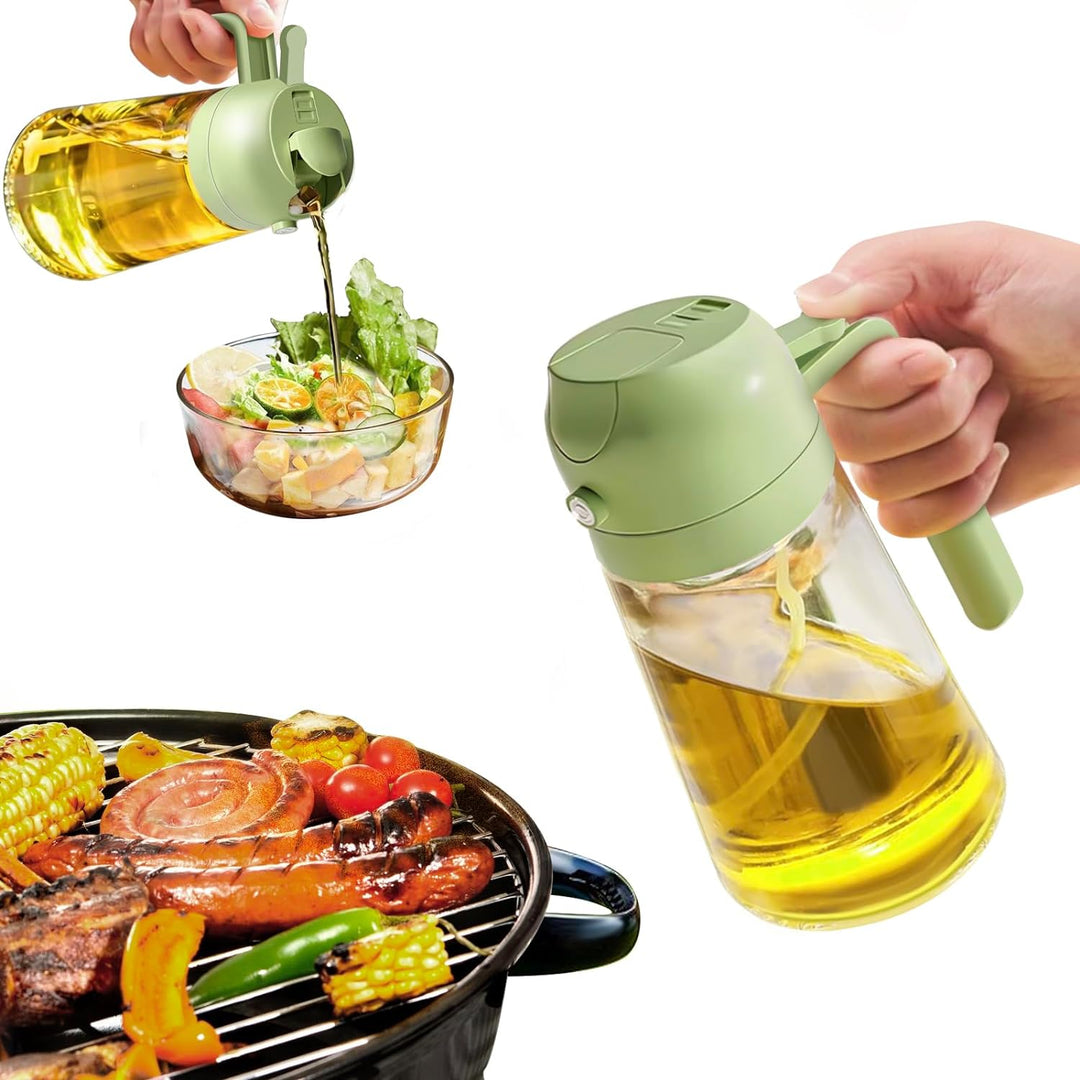 Oil Sprayer Bottle Glass 2-in-1 Pourer Food-Safe with Fine Mist Spray