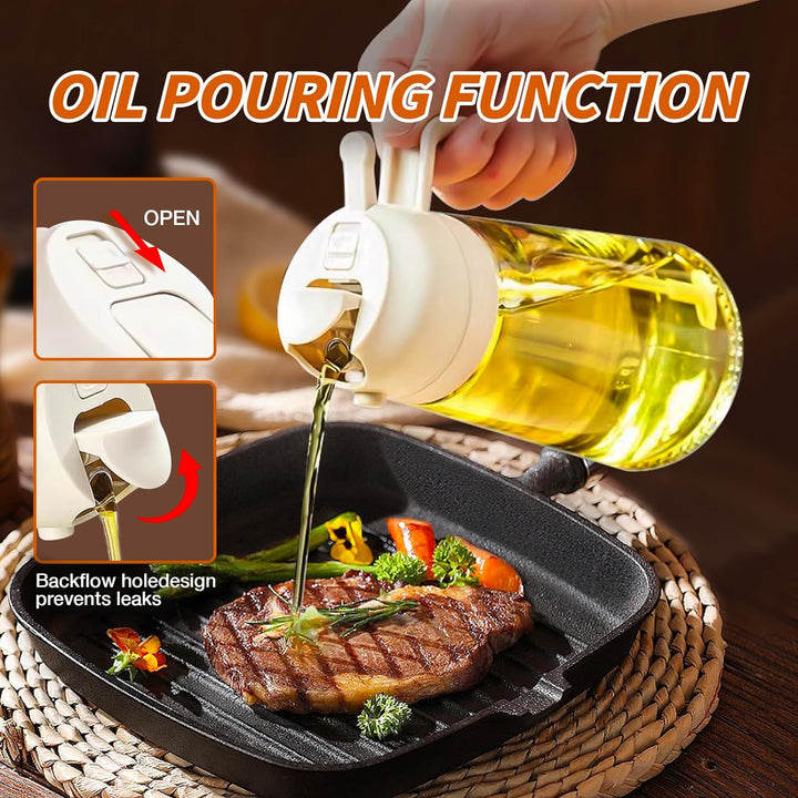 Oil Sprayer Bottle Glass 2-in-1 Pourer Food-Safe with Fine Mist Spray