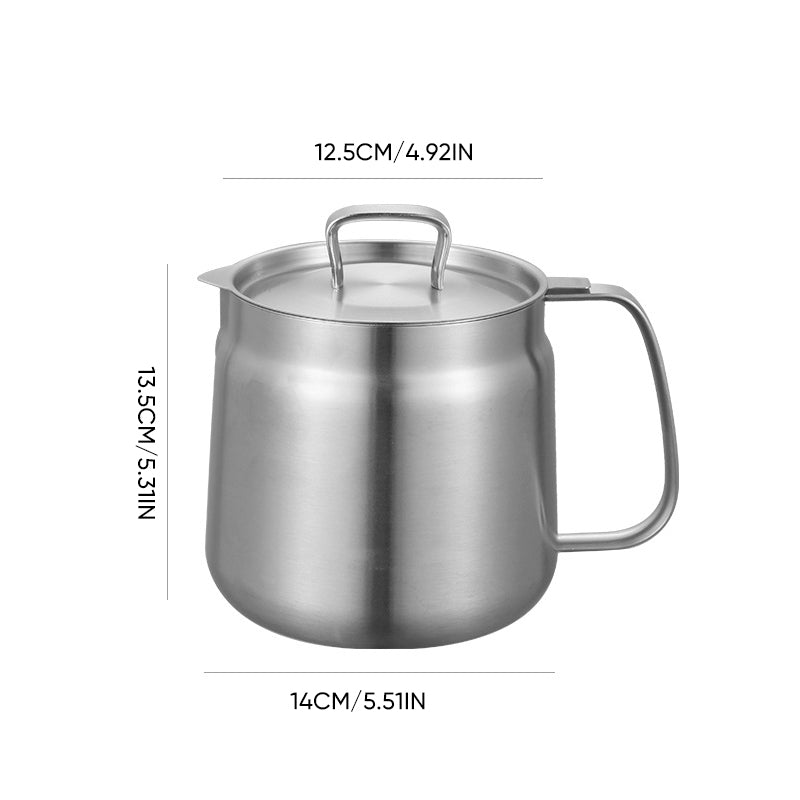 Oil Strainer Pot Stainless Steel | Integrated Filter Net Simplifies Frying and Straining | Reusable Cooking Oil, Less Waste
