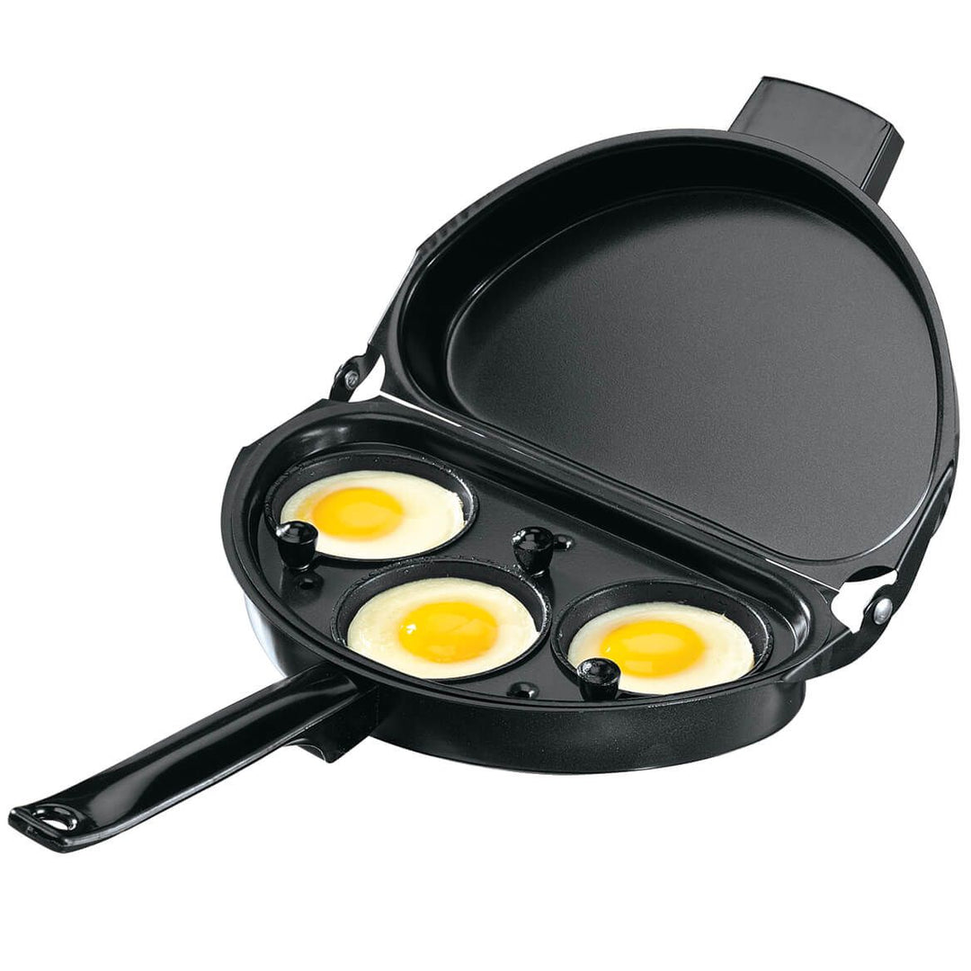 Omelet Pan Folding Non-Stick Steel Dishwasher-Safe with Triple Egg Insert
