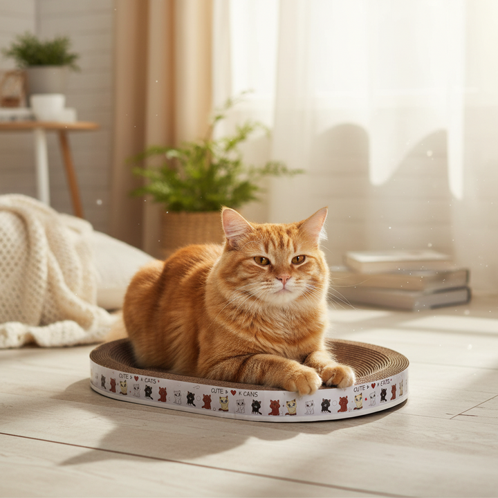Cardboard Cat Scratcher Bed | Round Lounge Design for Claw Care | Protects Furniture and Doubles as Pet Lounger 1