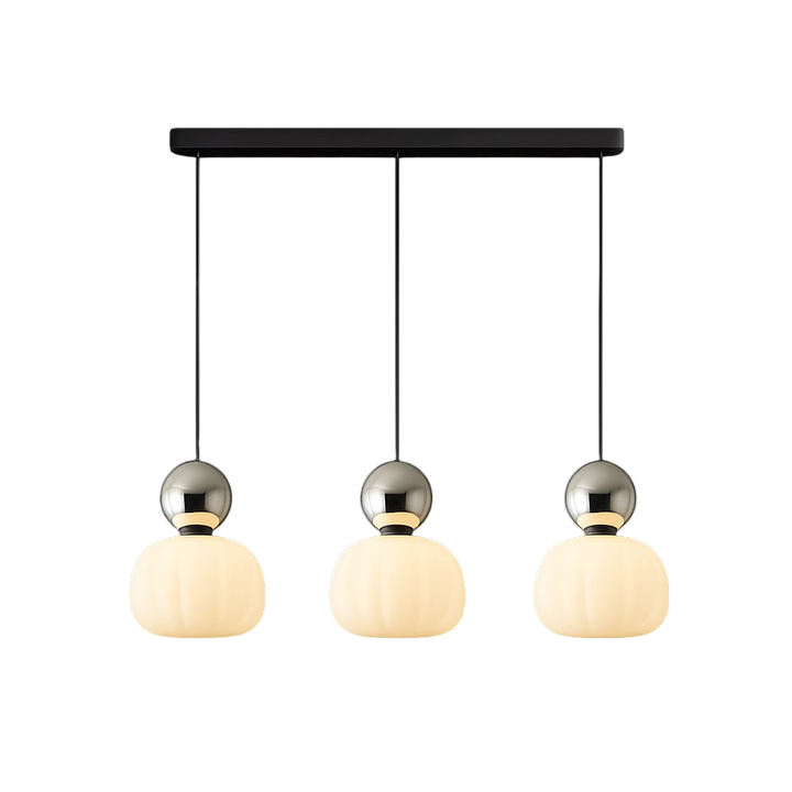Pendant Light with Spherical Accent | Art Deco Translucent Shade | 1 or 3 Head Diffused Lighting Fixture for Home
