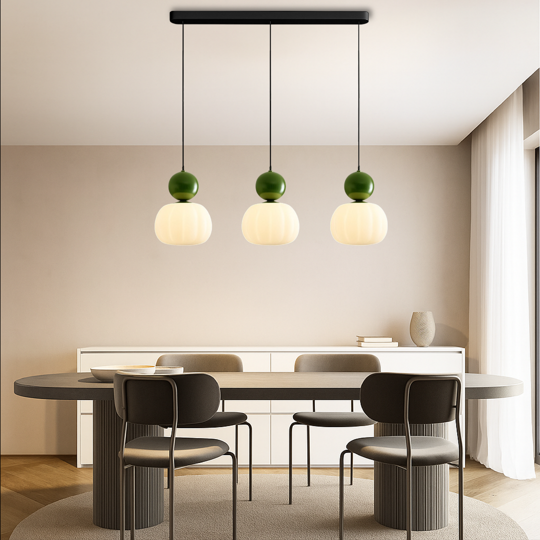 Pendant Light with Spherical Accent | Art Deco Translucent Shade | 1 or 3 Head Diffused Lighting Fixture for Home