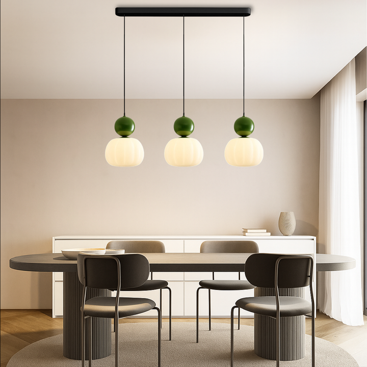 Pendant Light with Spherical Accent | Art Deco Translucent Shade | 1 or 3 Head Diffused Lighting Fixture for Home