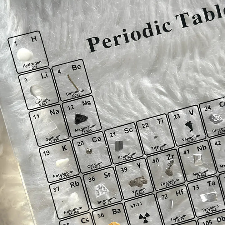 Periodic Table Lamp Acrylic with Wooden Base | 83 Real Element Samples in 3 Sizes | Warm White USB-Powered Glow