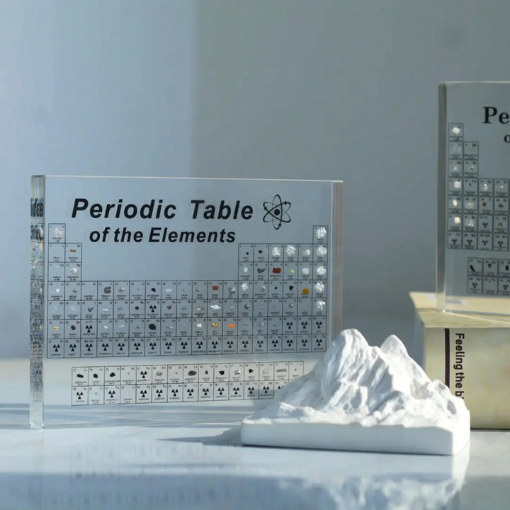 Periodic Table Lamp Acrylic with Wooden Base | 83 Real Element Samples in 3 Sizes | Warm White USB-Powered Glow