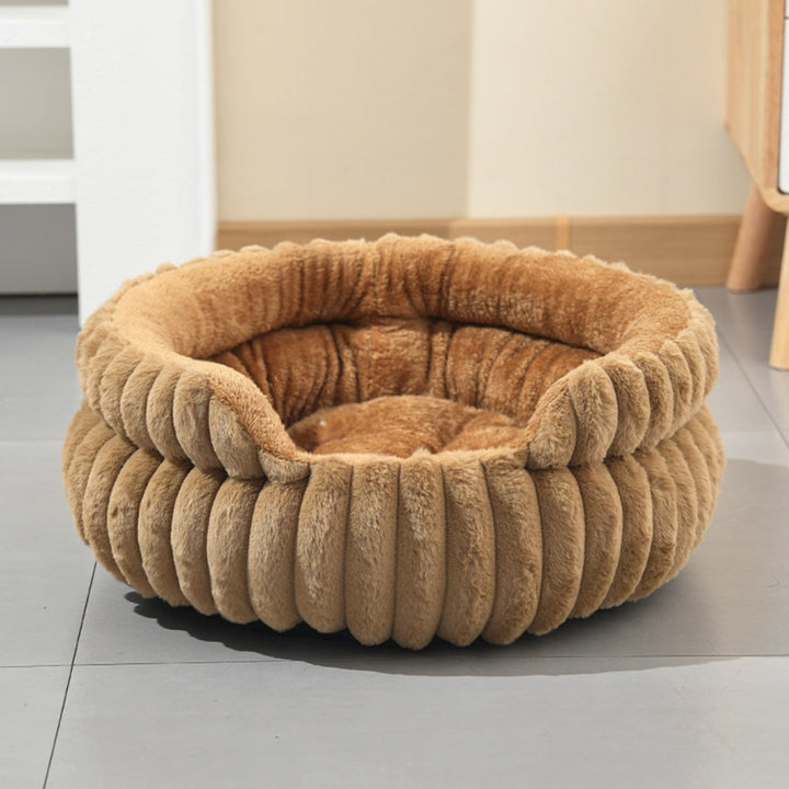 Pet Bed Donut Shape Raised Sides Soft Washable Thick Base with Removable Cushion