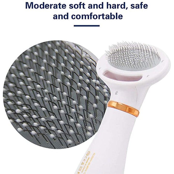 Pet Dryer Brush | Hot &amp; Cold Airflow with Stainless Steel Comb | Gentle 2in1 Grooming Tool for Cats and Small to Medium Dogs