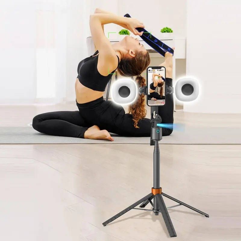 Phone Tripod 360° Face Tracking Rechargeable Remote with Gesture Control