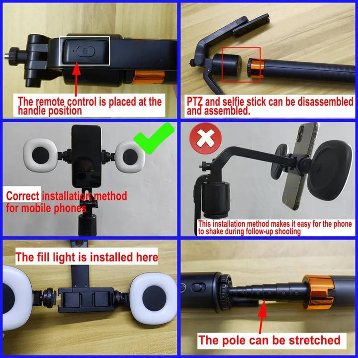 Phone Tripod 360° Face Tracking Rechargeable Remote with Gesture Control