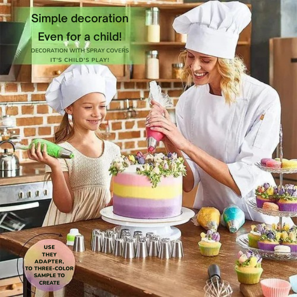 Piping Tips Set 12 Piece Stainless Steel | Tulip Shape with Silicone Bag &amp; Adapter | Reusable for Buttercream Cakes