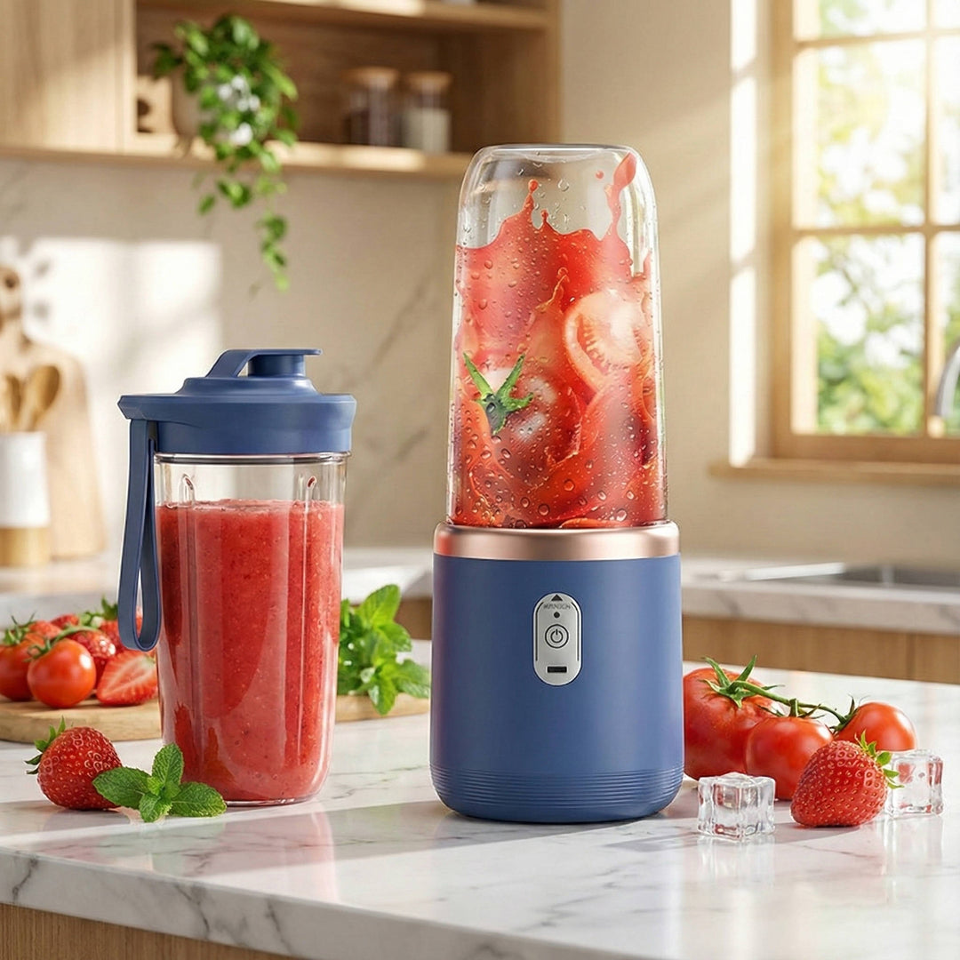 Portable Blender USB Rechargeable | 21,000 RPM Six-Blade Stainless Steel Motor | 1500mAh Battery, Two Cups & Sport Lid Included