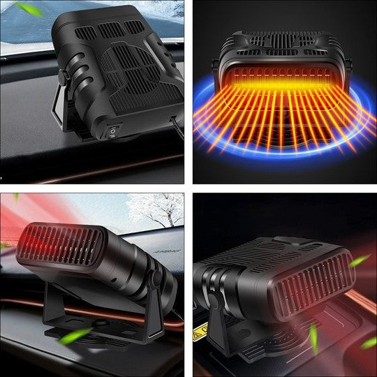 Portable Car Heater 12V | 360° Rotating Heating &amp; Cooling Fan | Windscreen Defroster, Demister &amp; Cigarette Lighter Plug-In