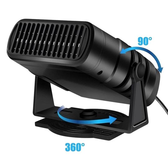 Portable Car Heater 12V | 360° Rotating Heating &amp; Cooling Fan | Windscreen Defroster, Demister &amp; Cigarette Lighter Plug-In