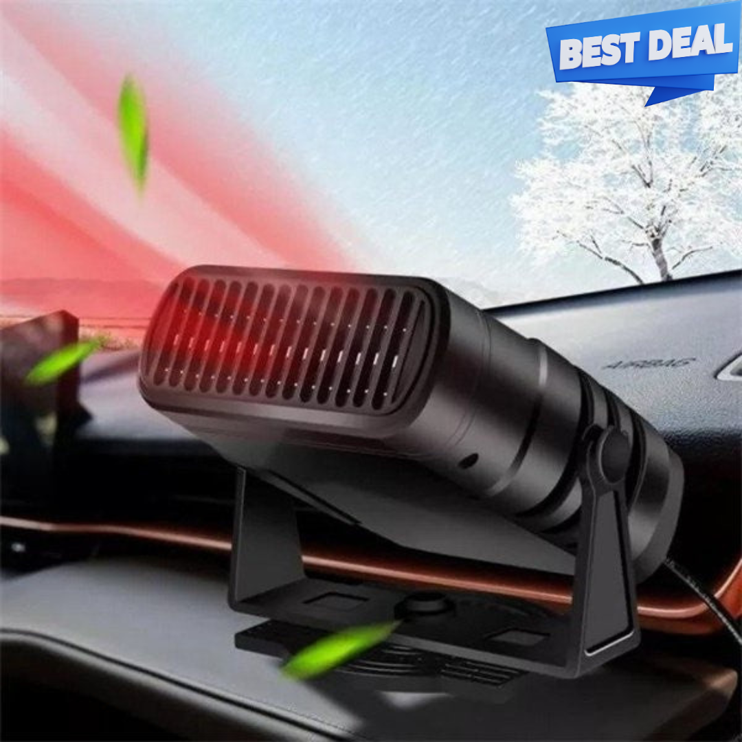 Portable Car Heater 12V | 360° Rotating Heating & Cooling Fan | Windscreen Defroster, Demister & Cigarette Lighter Plug-In
