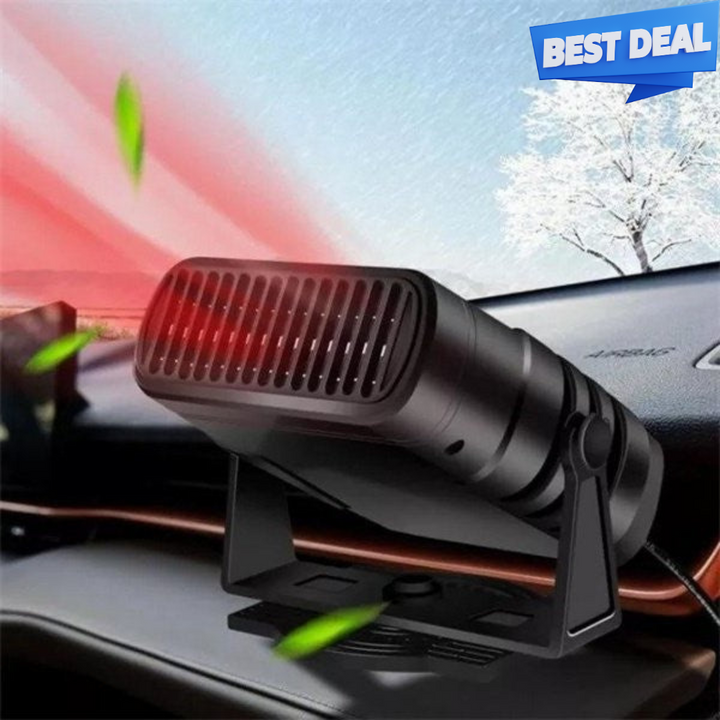 Portable Car Heater 12V | 360° Rotating Heating &amp; Cooling Fan | Windscreen Defroster, Demister &amp; Cigarette Lighter Plug-In