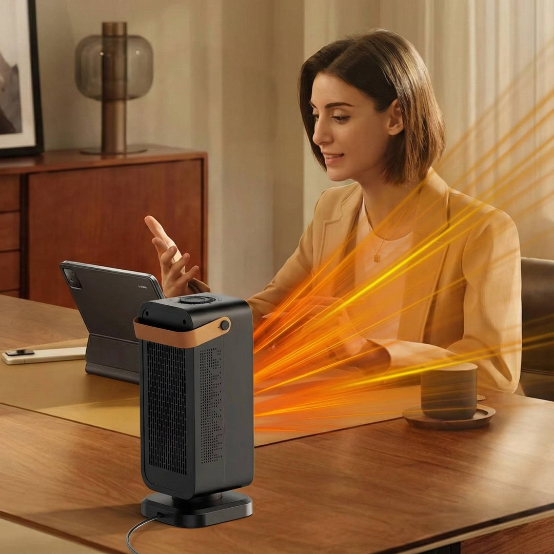 Portable Ceramic Desktop Heater | 1200W PTC Element with 3 Heat Settings | Tip-Over Auto Shutoff & Overheat Protection