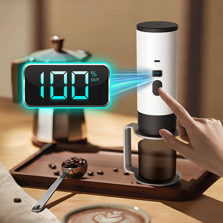 Portable Espresso Machine with LCD Display | Battery &amp; USB-C Rechargeable | 90 ml Tank, 6.5 x 24 cm, Travel Coffee Maker