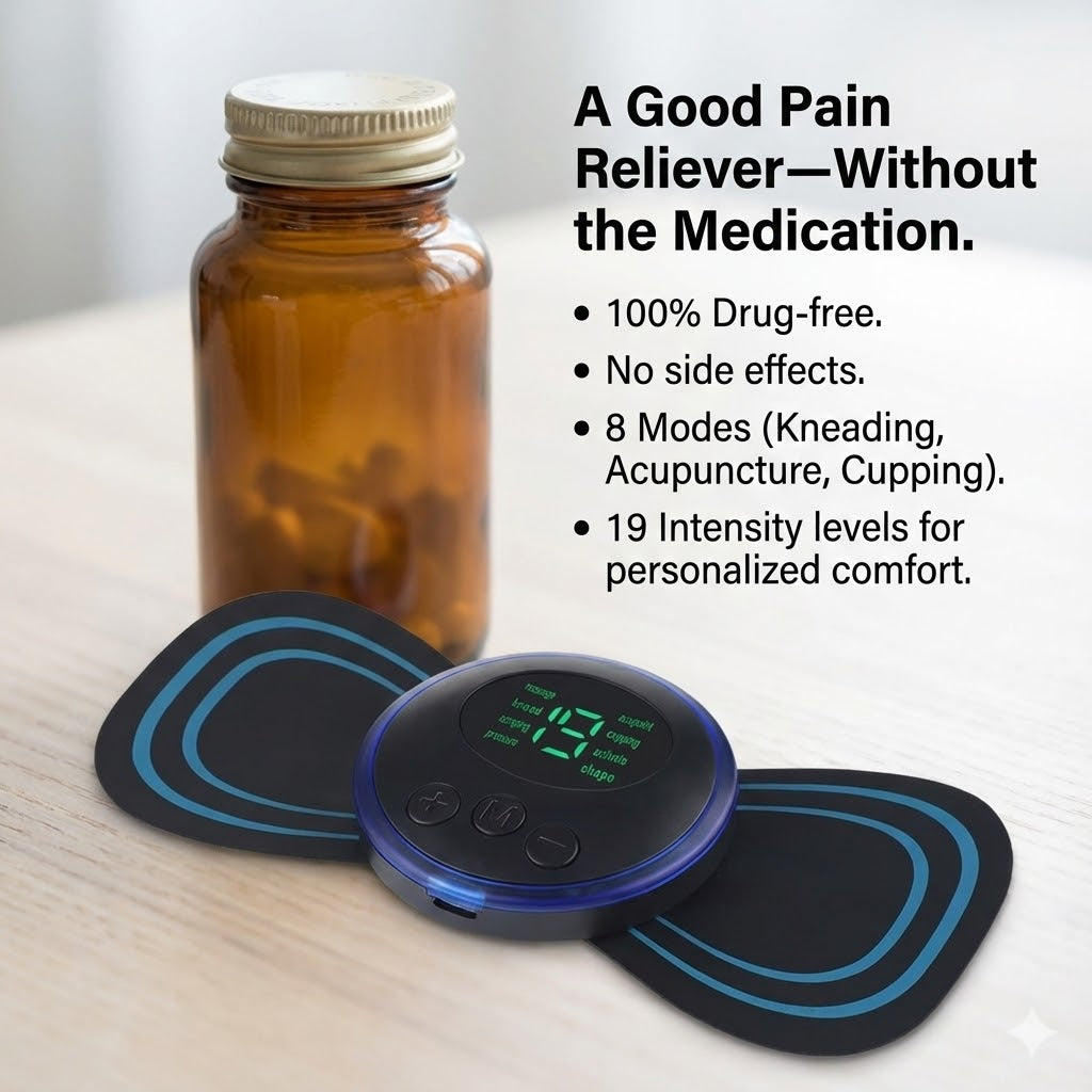 Portable Pain Reliever for Back | Wireless TENS and EMS Unit with 19 Intensity Levels