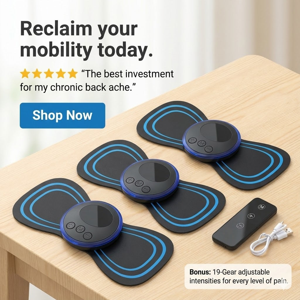 Portable Pain Reliever for Back | Wireless TENS and EMS Unit with 19 Intensity Levels