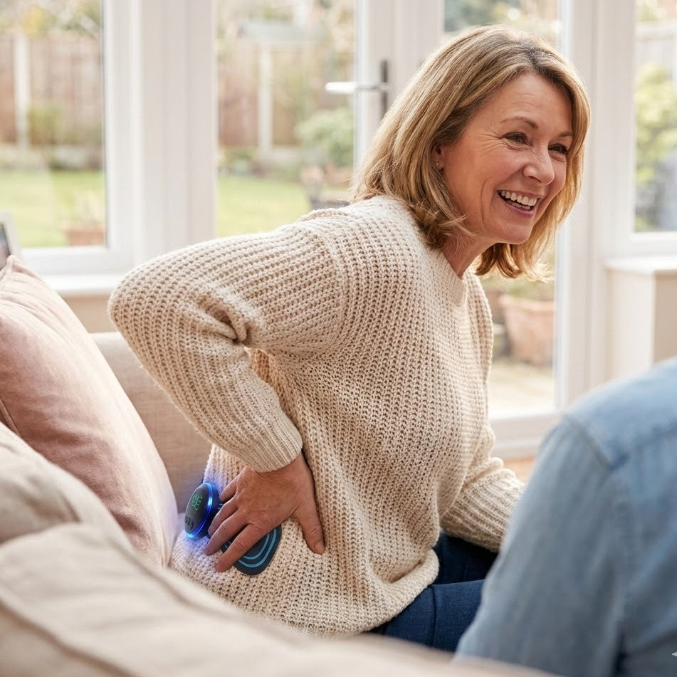 Portable Pain Reliever for Back | Wireless TENS and EMS Unit with 19 Intensity Levels