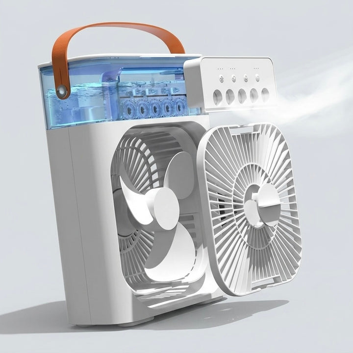 Portable USB Air Cooler &amp; Humidifier | 600ml Tank | 3-Speed Fan | 3-Speed Mist | 10W