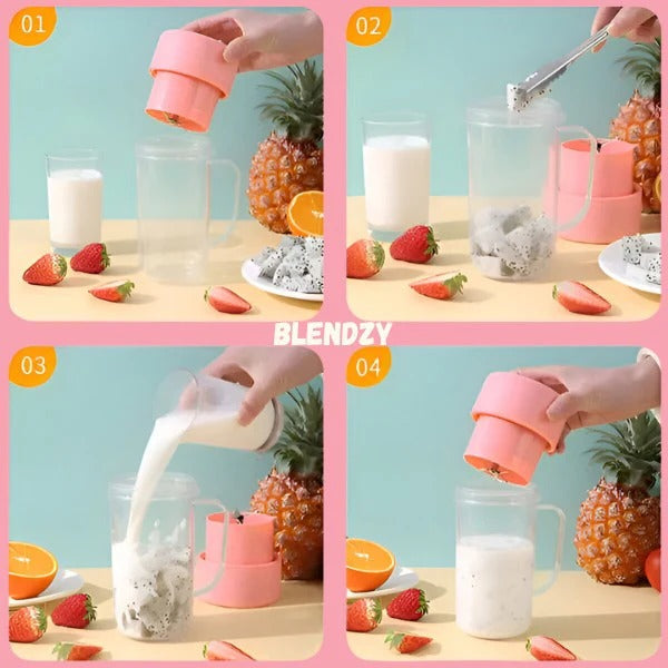 Portable USB Blender 150 W, 6 Stainless Steel Blades, 420 ml Leak-Proof Cup | USB Rechargeable | Pink/Blue/Green