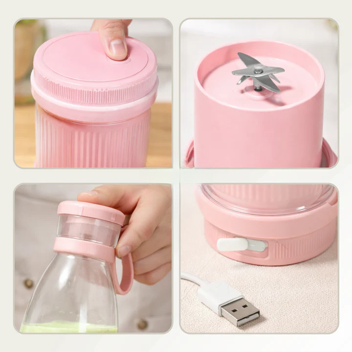 Portable USB Blender | 20,000 RPM Motor, 6-Blade Steel Knife | Blend &amp; Drink Bottle, BPA-Free, USB Rechargeable, 4 Colors