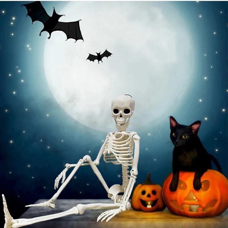 Posable Skeleton Halloween Prop | Full-Body Jointed Bones | Lightweight Plastic for Indoor &amp; Outdoor Halloween Use