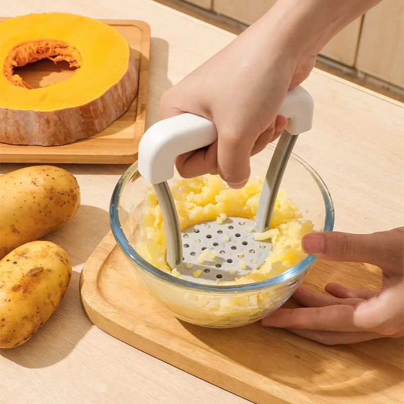 Potato Masher & Fruit Press Stainless Steel | Non-Slip Handle | Multi-Purpose Tool for Mash, Puree & Baby Food Prep