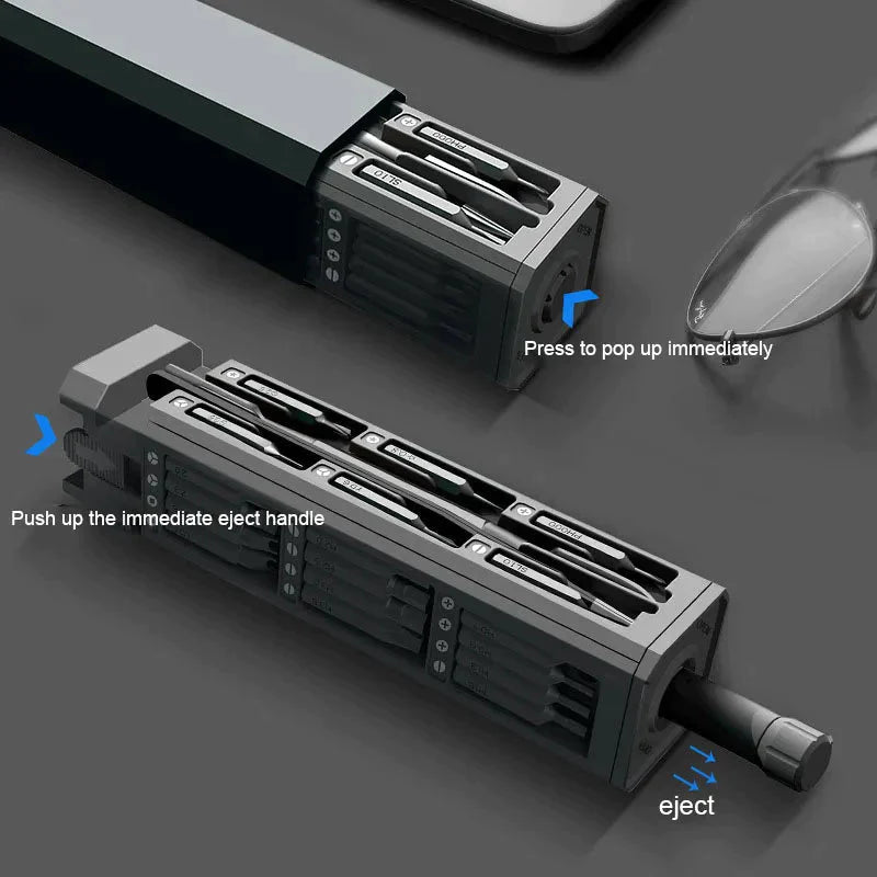 Precision Magnetic Screwdriver | Bits In A Sliding Case