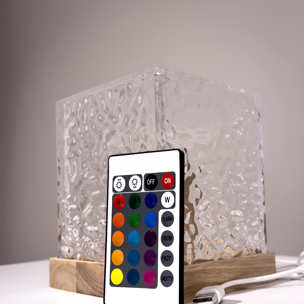 Projector Lamp | Rippled Cube With A Shifting Water Effect