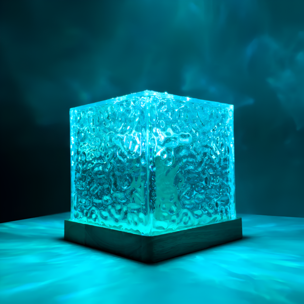 Projector Lamp | Rippled Cube With A Shifting Water Effect