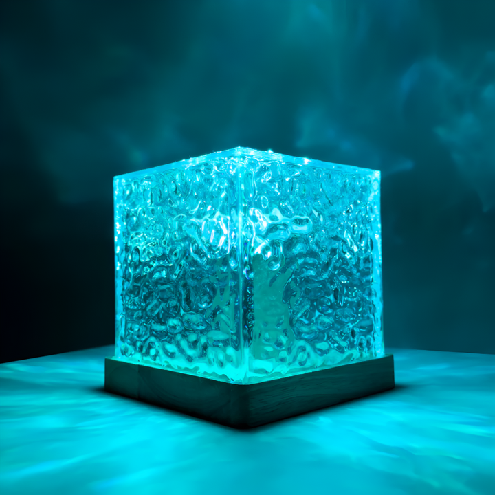 Projector Lamp | Rippled Cube With A Shifting Water Effect