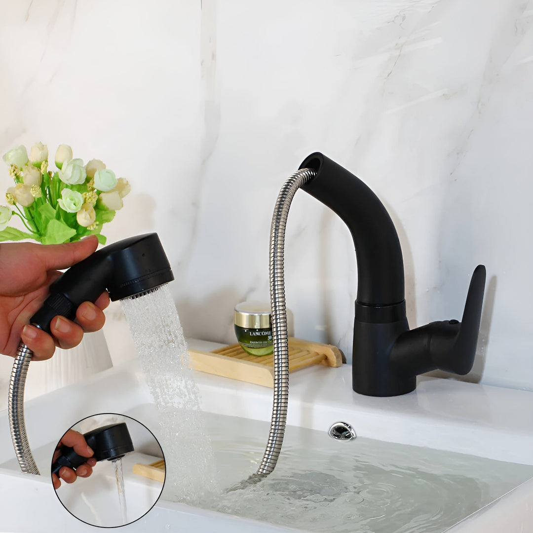 Pull-Out Faucet Single Lever Mixer Brass with Extendable Spray Head