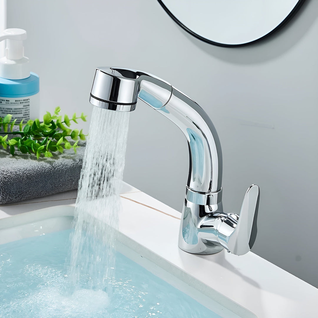 Pull-Out Faucet Single Lever Mixer Brass with Extendable Spray Head