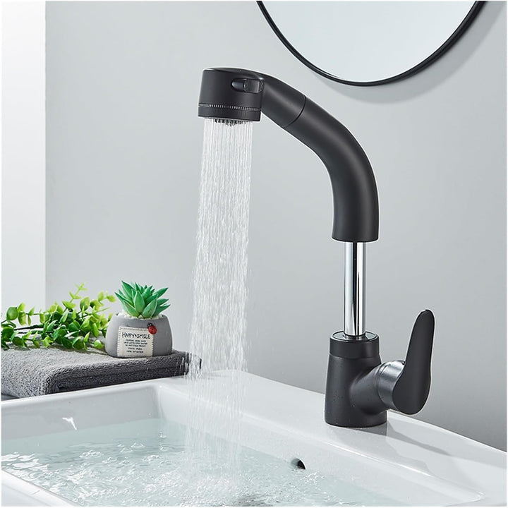 Pull-Out Faucet Single Lever Mixer Brass with Extendable Spray Head