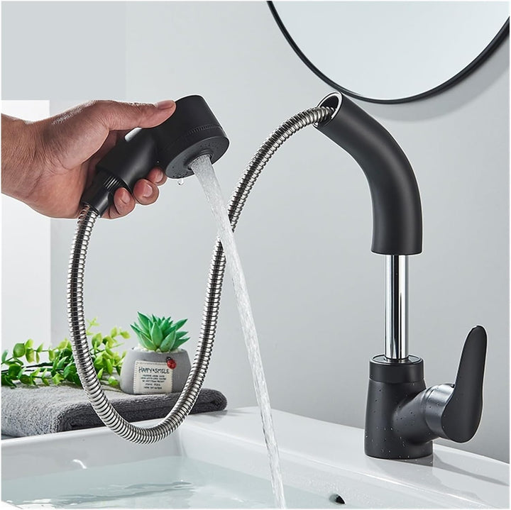 Pull-Out Faucet Single Lever Mixer Brass with Extendable Spray Head